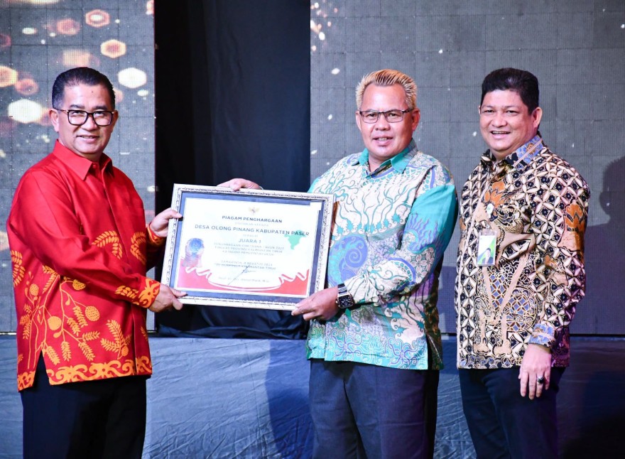 Desa Olong pinang mendapatkan Juara 1 Penghargaan Paritrana Tahun 2023 Kategori Pemerintah Desa